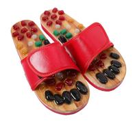 Pantoufles de Massage en Pierre pour Pieds, Taille 39-40, Rouge | Acupression Naturelle Style Jade, Semelle Pu-eva, Usage Intérieur, pour Salle de Bain et Marche