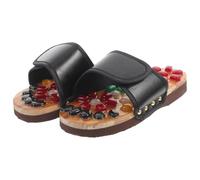 Pantoufles de Massage Pieds Noir Taille 35-36, 1 Paire | EVA et Jade , Semelle Antidérapante, Usage Maison et Couloir, pour Marche Quotidienne et Repos