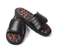 Pantoufles de massage pour homme - Chaussures de réflexologie confortables avec boutons à ressort et sangles réglables pour fasciite plantaire, arthrite de la voûte plantaire, marron, 39 1/3 EU