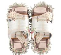 Pantoufles de nettoyage chenille pour machine à coudre Motif floral vintage | Chaussons lavables pour cuisine et chambre à coucher