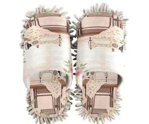 Pantoufles de nettoyage chenille pour machine à coudre Motif floral vintage | Chaussons lavables pour cuisine et chambre à coucher