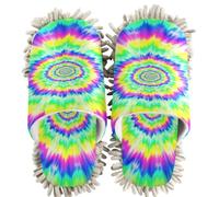 Pantoufles de nettoyage chenille Tie Dye pastel été pastel spirale cravate | Chaussons lavables pour cuisine et chambre à coucher