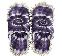 Pantoufles de nettoyage en chenille Violet Tie Dye Hippie Trippy Psychédélique
