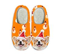 Pantoufles de Noël avec visage personnalisé pour femmes et hommes - Chaussons en mousse mémoire antidérapants pour intérieur et extérieur - Mules maison d'hiver - Cadeau unique pour la famille