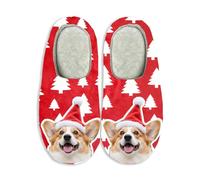 Pantoufles de Noël avec visage personnalisé pour femmes et hommes - Chaussons en mousse mémoire antidérapants pour intérieur et extérieur - Mules maison d'hiver - Cadeau unique pour la famille