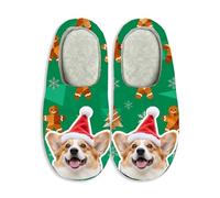 Pantoufles de Noël avec visage personnalisé pour femmes et hommes - Chaussons en mousse mémoire antidérapants pour intérieur et extérieur - Mules maison d'hiver - Cadeau unique pour la famille