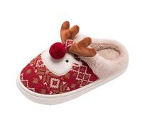 Pantoufles de Noël Pour Femme - Mousse à Mémoire de Forme Antidérapantes Pour l'Hiver et l'Intérieur - Confortables et Légères en Coton Avec Semelle en Caoutchouc, Z01red, 36