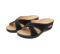 Pantoufles de plage à talon incliné pour femme - Pantoufles creuses et décontractées - Chaussures de douche pour femme - Pointure 43, Noir , 38 EU