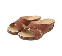 Pantoufles de plage à talon incliné pour femme - Pantoufles creuses et décontractées - Chaussures de douche pour femme - Pointure 43, marron, 40 EU