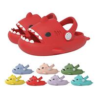 Pantoufles de plage antidérapantes pour enfants avec dents de requin, rouge, 23/24 EU