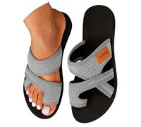 Pantoufles de plage pour femme - Antidérapantes - Robustes - Respirantes - Chaussures de plage - Chaussures de loisirs - Bout ouvert - Sandales d'extérieur - Semelle souple - Sabots pour l'été, gris