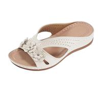 Pantoufles de plage pour femme avec talon creux - Décontracté - Chaussures rétro - Chaussures de vélo de course - 37, Blanc., 37 EU