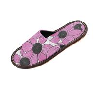 Pantoufles de salle de bain Susan aux yeux noirs - Style simple - Pour intérieur et extérieur - Respirantes - Antidérapantes - Pour voyage, piscine, fête, Black Eyed Susan Simple Line Art