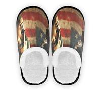 Pantoufles de spa pour femme - Polaire pelucheuse - Semelle en caoutchouc antidérapante - Chaudes - Pour la maison, l'hôtel, le voyage, la chambre à coucher, l'avion, Drapeau de la fête des présidents