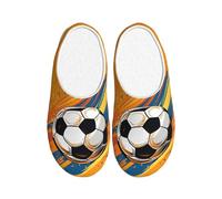 Pantoufles de sport de football en flanelle pour homme - Chaussures d'hiver antidérapantes et chaudes pour intérieur et extérieur, multicolore, X-Small Men/ Small Women