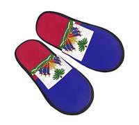 Pantoufles De Voyage Drapeau D'Haïti Unisexe Fourrure Pantoufles Antidérapant Chaussons Pour Homme Spa Hôtel L
