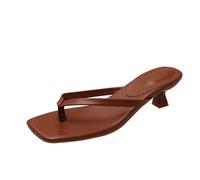 Pantoufles d'été à Bout Clip for Femmes, Chaussures Confortables Talons Bas, Sandales habillées for Dames(Brown,43)