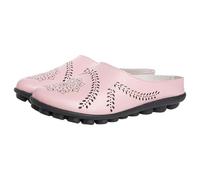 Pantoufles d'été confortables, semi-ouvertes vintage à plateforme basse, faciles à enfiler, en cuir synthétique souple, légères et souples, chaussures plates, Rose 1, 45