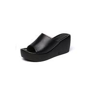 Pantoufles d'été en Cuir pour Femmes, Chaussures de Loisirs à Plateforme, Sandales à Bouche de Poisson, Pantoufles à Fond épais