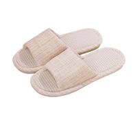 Pantoufles d'été en lin pour femme - Pantoufles d'intérieur unisexes - Pantoufles à bout ouvert - Légères - Espadrilles - Textiles de maison - Chaussons décontractés pour adultes - Chaussures de