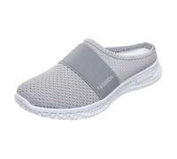 Pantoufles d'été en tissu pour femme - Maille respirante et légère - Couleur unie - Semelle souple - Antidérapantes - Confortables - Pour l'intérieur et l'extérieur - 36 à 42, gris, 38 EU