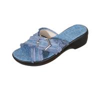 Pantoufles d'été légères à Bout Ouvert en Maille pour Un Confort Respirant à l'intérieur comme à l'extérieur, idéales pour la Maison et Le Quotidien. (Blue, 36)
