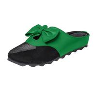 Pantoufles d'été plates en tulle pour femme - Sandales fermées avec nœud - Semelle souple - Antidérapantes - Demi-tongs légères et respirantes - Sandales de plage décontractées - Sandales d'extérieur