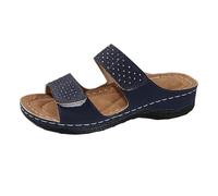 Pantoufles d'été pour femme à fond épais avec bordure grande taille un mot bouche de poisson pente avec fond épais sandales compensées marron clair pour femmes bottes, bleu, 37 EU