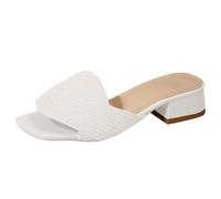 Pantoufles d'été pour femme - Avec talon - Élégantes - Pour les loisirs - Mode - Pantoufles ouvertes - Classiques - Vintage, Blanc., 42 EU