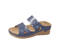 Pantoufles d'été pour femme - Grande taille - Style rétro - Ligne de voiture - Anti-ronde - Compensées - Confortables - Taille 8, bleu, 38 EU