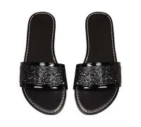 Pantoufles d'été pour femme, sandales confortables pour femme, tongs de plage et de piscine, sandales à enfiler pour la douche, chaussures de plage, pantoufles d'été, chaussures pieds nus, Noir , 39.5