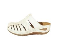 Pantoufles d'été pour femme - Talon - Respirantes - Confortables - Couleur unie - Semelle épaisse - Antidérapantes - Pour l'extérieur - Bout rond - Pour la plage et la piscine - 36-43, Blanc., 42 EU
