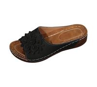 Pantoufles d'été pour femme, tongs de plage et de piscine, sandales à enfiler pour femme, pantoufles pour femme, pantoufles d'été, chaussures pieds nus, sandales pour femme, Noir , 37.5 EU