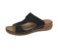 Pantoufles d'été rétro à tête ronde creuse simple un mot bout ouvert talon compensé sandales légères à fond épais chaussures de plage de vacances pantoufles décontractées pantoufles thermiques