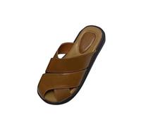Pantoufles d'été rétro tissées creuses plates pantoufles de plage scandale pour femmes, marron, 6 UK 3X-Narrow