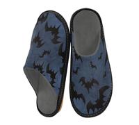 Pantoufles d'Halloween à motif chauve-souris pour homme et femme - Chaussons gothiques d'Halloween pour femme - Chaussons d'intérieur - Chaussettes d'intérieur - Chaussures de chambre à coucher, de