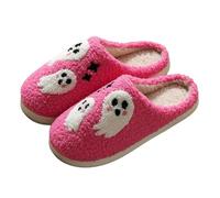 Pantoufles d'Halloween en forme de citrouille pour homme et femme, en peluche douce, chaude, effrayante, citrouille, fantôme, maison, vacances, à enfiler, pour intérieur et extérieur, chaussures