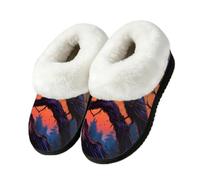 Pantoufles d'Halloween en forme de corbeau et de lune pour intérieur ou extérieur, multicolore, 41/42 EU
