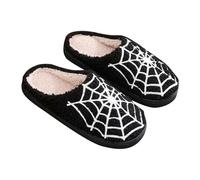 Pantoufles d'Halloween et de Noël pour femme, pantoufles pelucheuses pour l'extérieur, l'intérieur, la chambre à coucher, pantoufles fantaisie pour femme, taille 42, gris foncé, 37 EU