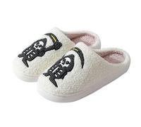 Pantoufles d'Halloween fantômes pour femme - Pantoufles d'Halloween confortables en peluche pour l'intérieur et l'extérieur - Mules antidérapantes à bout fermé - Chaussures décontractées pour la