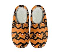Pantoufles d'Halloween pour femme - Bout fermé - Tendance - Semelle souple - En peluche - Légères et décontractées - Jolies chaussures de chambre à coucher confortables, jaune, 38 2/3 EU