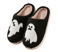Pantoufles d'Halloween pour femmes pantoufles d'hiver pour hommes avec monstres et squelettes amusants en peluche douce rétro pantoufles femmes confortables et chaudes pantoufles d'intérieur et