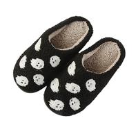 Pantoufles D'Halloween Unisexes, Mignonnes Et Effrayantes Chausson Chaud | Chaussons D’IntéRieur Noirs OrnéS De Plusieurs Petits FantôMes Mignons Chauds Et Moelleux Unisexe Adulte