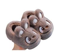 Pantoufles d'hiver chaudes en peluche antidérapante avec semelle épaisse pour enfants de 3 à 12 ans, 01 Café, 29 EU