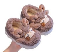 Pantoufles d'hiver chaudes en peluche pour enfants avec couvre-talon confortables pour garçons et filles - Pantoufles mignonnes pour enfants de 3 à 14 ans, 01 Café, 33 EU