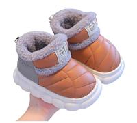 Pantoufles d'hiver chaudes en peluche pour enfants en polyuréthane imperméable et antidérapant pour garçons et filles de 3 à 14 ans, 02 Café, 34 EU