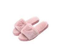 Pantoufles d'hiver chaudes et confortables pour homme - Bout ouvert flou, rose clair, 37/38 EU