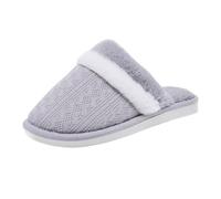 Pantoufles d'hiver chaudes pour femme avec le même talon tendance - Pantoufles rondes Baotou - Talon chaud - Peluche en coton moelleux, gris, 42 EU