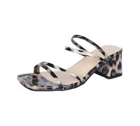 Pantoufles d'hiver chaudes pour femme avec tête carrée - Talon épais - Dos creux - Bout ouvert, kaki, 37 EU