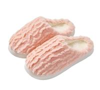 Pantoufles d'hiver chaudes pour intérieur et extérieur - Confortables, douces et confortables - Doublure en peluche - Semelle antidérapante - Pour couple - Pour un usage quotidien, 04 Rose, 37.5 EU